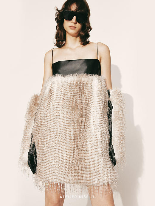 【银火之光】长毛渐变环保皮草吊带连衣裙23000063B 商品图2