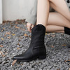 西遇西部牛仔靴女新款秋季复古美式废土风尖头厚底短靴中筒靴D1933936 商品缩略图2