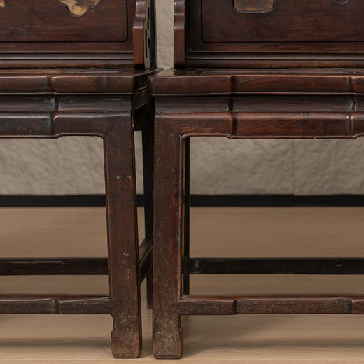 清 红木嵌云石背屏椅成堂（一堂四只） 商品图3