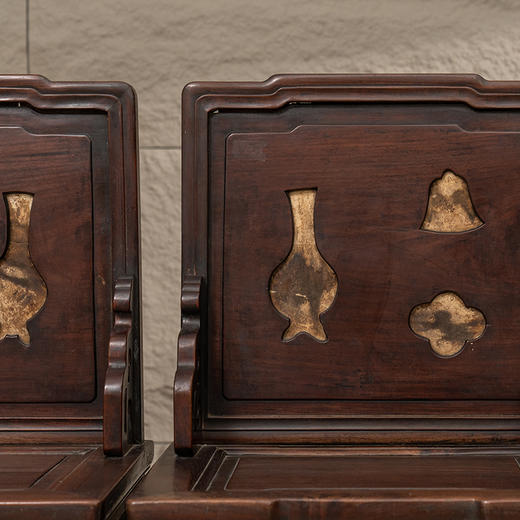 清 红木嵌云石背屏椅成堂（一堂四只） 商品图1