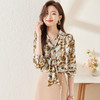 Q6736百搭上衣时尚气质春季小众碎花法式复古时尚洋气飘带衬衫女 商品缩略图4