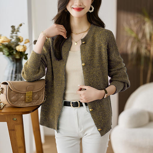 针织开衫外套，春秋新款洋气妈妈秋装休闲低领毛衣短外搭披肩CC-LL-812 商品图0