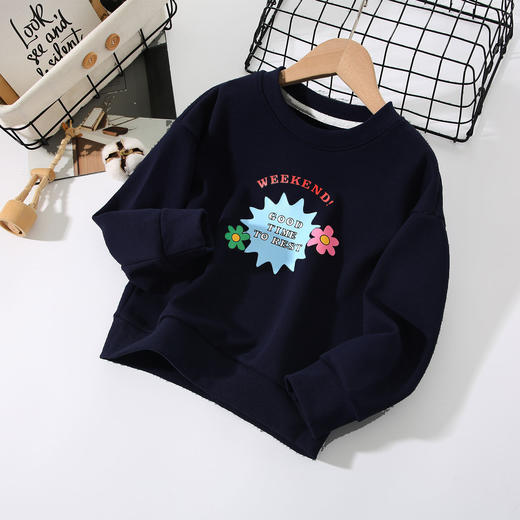 【特价39.9元/2件】童装新款女童圆领卫衣，秋装套头衫，印花纯色中小宝宝男童春秋装li 商品图1