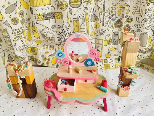 djeco女孩过家家梳妆台儿童玩具仿真公主女童宝宝小化妆台套装 商品图3