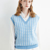 【100%羊毛V领羊毛衫】秋冬格子马甲 拼色宽松坎肩 羊绒毛衣针织背心 商品缩略图2