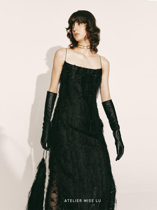 【星光之舞】纤细羽毛流苏吊带连衣裙230000018 商品图2