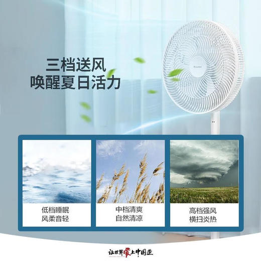 格力（GREE）电风扇 台立两用 落地扇 家用客厅卧室 立式 学生宿舍 轻音 叶柔风风扇 FS-3015h7(白) 商品图6