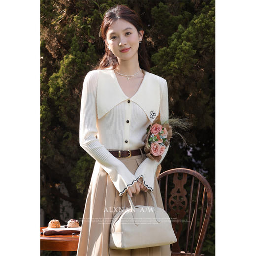 鹿向南《花与梦境》小香风翻领针织衫女设计感小众上衣LXN31220 商品图2