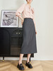 【专属特价】熙世界复古灰色中长款西装半身裙女秋新款通勤职场开叉直筒包臀裙 商品缩略图4