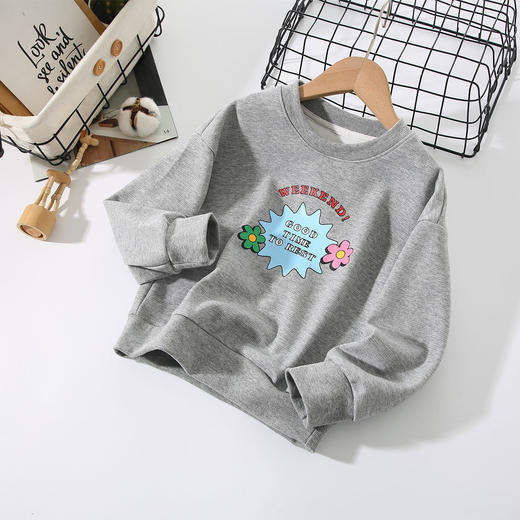 【特价39.9元/2件】童装新款女童圆领卫衣，秋装套头衫，印花纯色中小宝宝男童春秋装li 商品图2