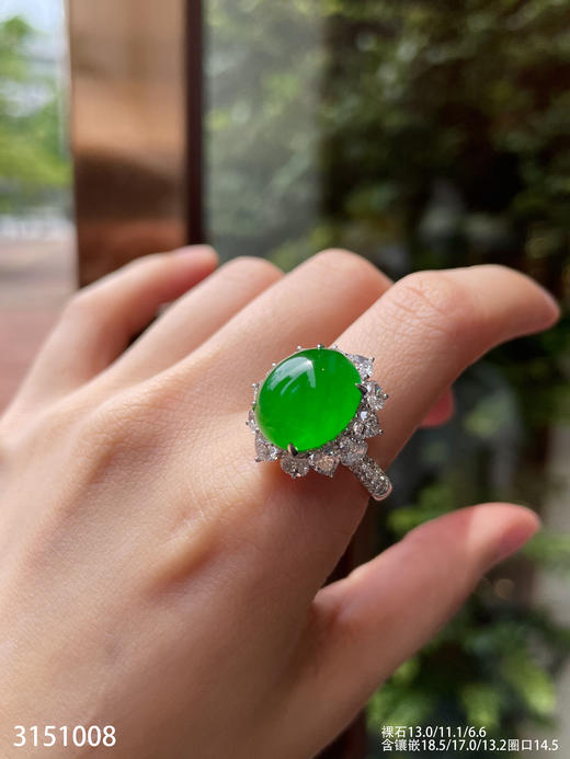 老坑高冰艳绿蛋面戒指【3151008】具体价格微信咨询 商品图3