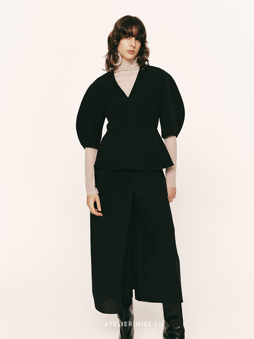 【一千零一夜】弧形袖收腰V领造型上衣230046 商品图1