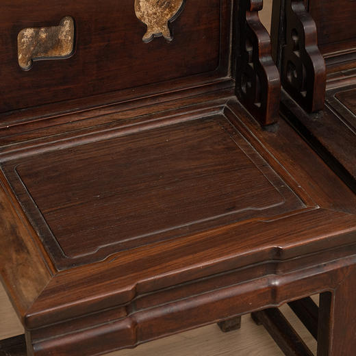 清 红木嵌云石背屏椅成堂（一堂四只） 商品图2