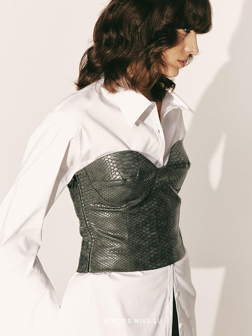 【欲望都市】鳄鱼压纹环保皮质胸衣抹胸230065 商品图3