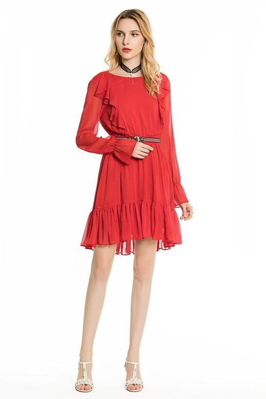 ONLY 荷叶边束腰连衣裙 3663 商品图0