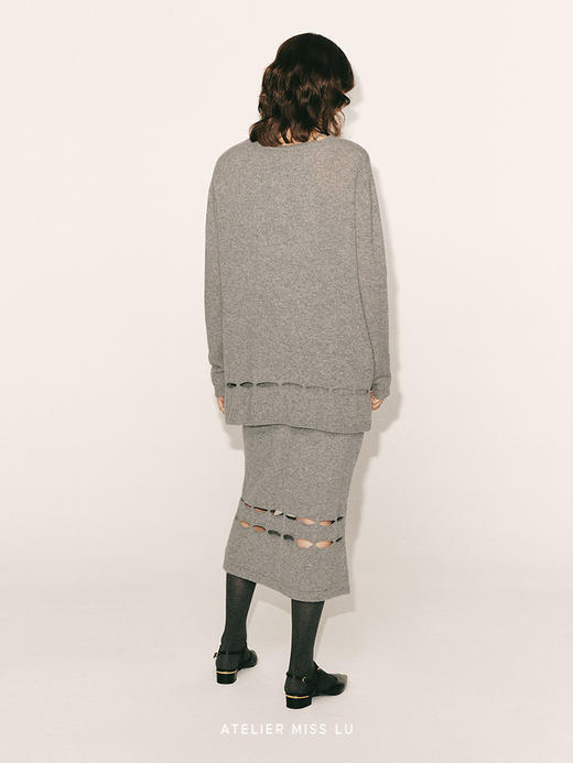 【乌云午后】下摆镂空设计羊绒吊带连衣裙230000025B 商品图3