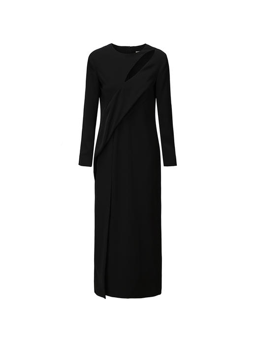 【海夜】几何镂空设计高开衩直身长裙230000013A 商品图4