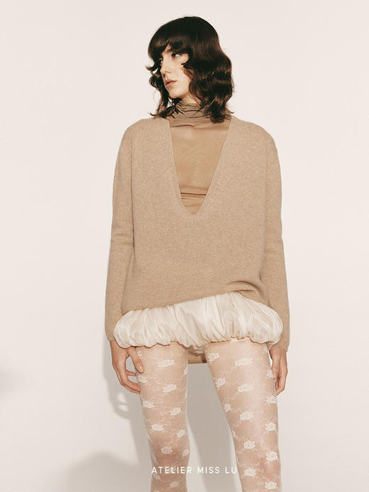 【黄昏光晕】透肤弹力网纱高领上衣230037B 商品图2