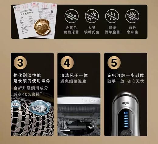 【6F】博朗S9Pro+巅峰版德国进口剃须刀9697ccvs搭配声波劲爽洁面刷 商品图9
