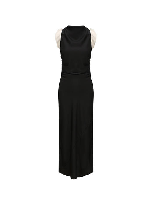 【破碎月光】交叉露背褶皱设计收腰拼纱长裙230000016 商品图4