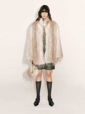 【莫妮卡】立领长毛渐变环保皮草外套230061