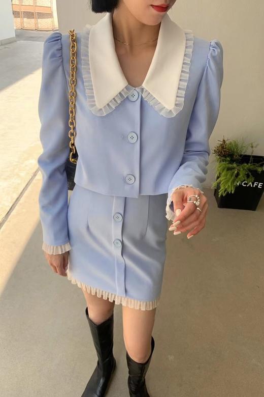 Stay2Weeks 蓝色翻领拼色外套半裙套装 13827 商品图2