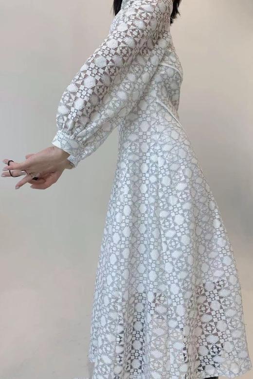 ANSUABEL 白色刺绣提花泡泡袖连衣裙 13588 商品图4