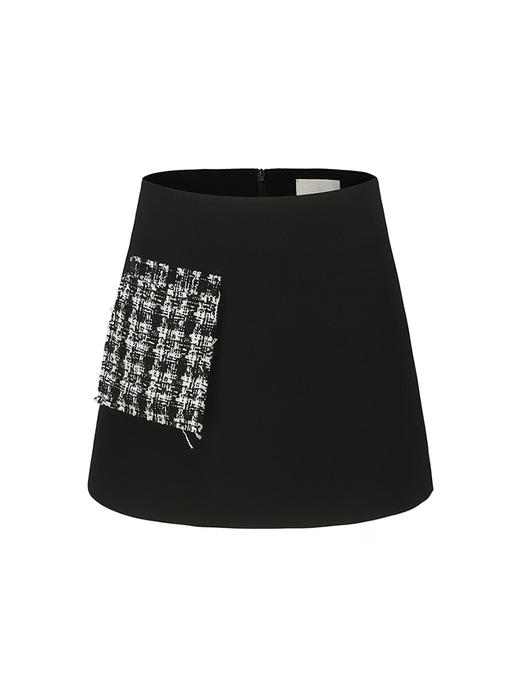 【逆光剪影】粗花呢拼接口袋小A字短裙2300032 商品图4