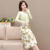 简约时尚，秋款印花中长款雪纺连衣裙长袖轻薄外套两件套QYM-FL-F23B07-L 商品缩略图2