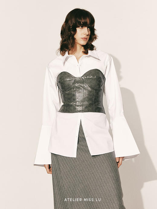 【欲望都市】鳄鱼压纹环保皮质胸衣抹胸230065 商品图2