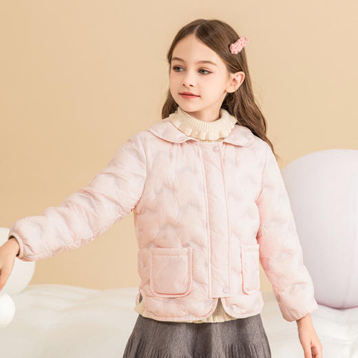 女童轻薄羽绒服2023秋冬新款童装90鹅绒中大童自发热儿童短款外套 商品图3