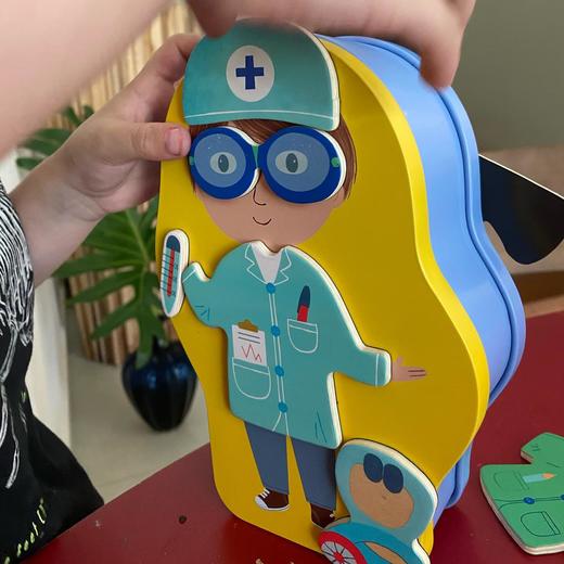 DJECO经典磁性铁盒拼图 冰箱贴 职业变装&创意动物 商品图1