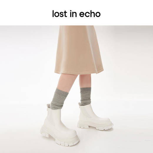 lost in echo设计师品牌美拉德真皮碎石底切尔西短靴女 商品图4