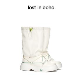 lost in echo 春季 可拆卸中筒撞色系带单鞋中筒靴户外鞋