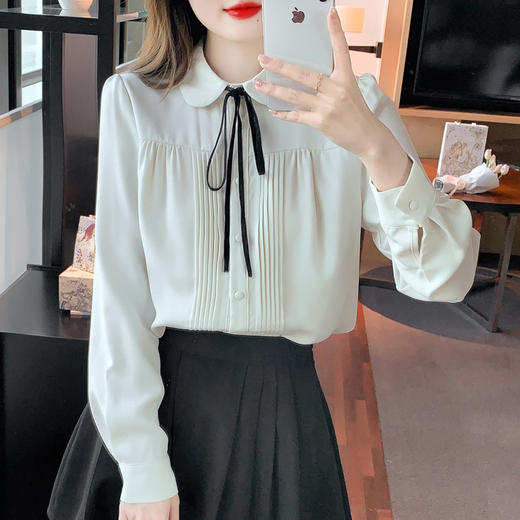 法式通勤娃娃领衬衫，秋装新款蝴蝶结雪纺衫上衣AYL-3051 商品图4