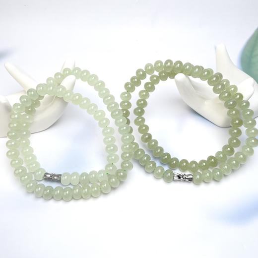 和田玉项链-水青算盘珠妈妈链6*8 商品图0