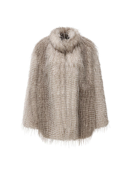 【莫妮卡】立领长毛渐变环保皮草外套230061 商品图4