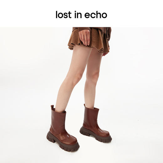 [捡漏价]lost in echo设计师品牌美拉德厚底增高显瘦宽筒靴子碎石底短靴女 商品图3
