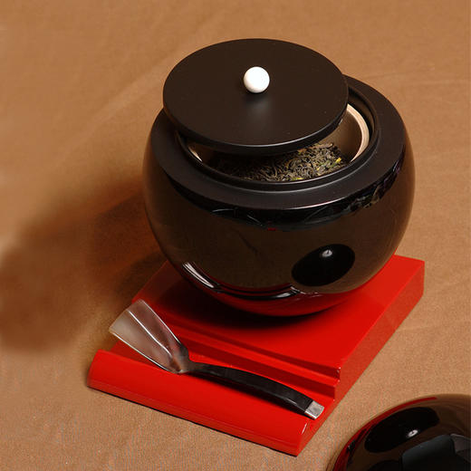 【梵谷漆器】两仪仙丹茶叶盒(黑) 商品图2