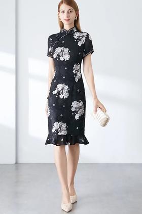 ESTELLICA 黑白旗袍款连衣裙 9792