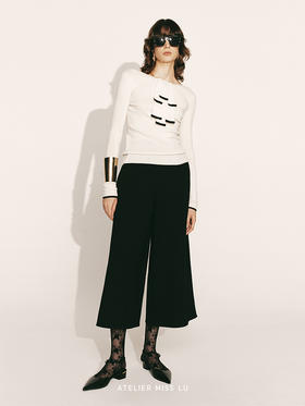 【林中夜】挺括A字宽腿七分裤2300043