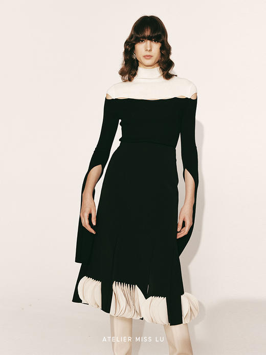 【小步舞曲】下摆毛边圆片拼接多开衩半裙2300036 商品图1