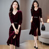 秋装新款，金丝绒修身鱼尾连衣裙HR-LMYS637 商品缩略图2
