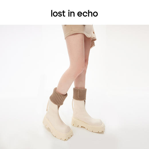 辛芷蕾同款lost in echo新品厚底百搭增高方头西部V字短靴靴子 商品图4
