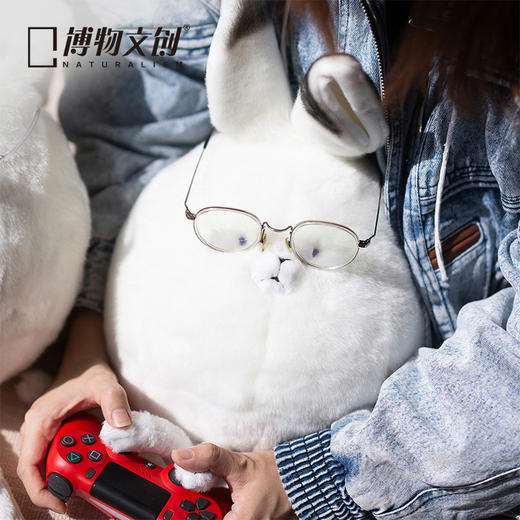 博物小馆 原创 |圆宝 北极兔 毛绒 可爱  睡觉 玩偶公仔 商品图0