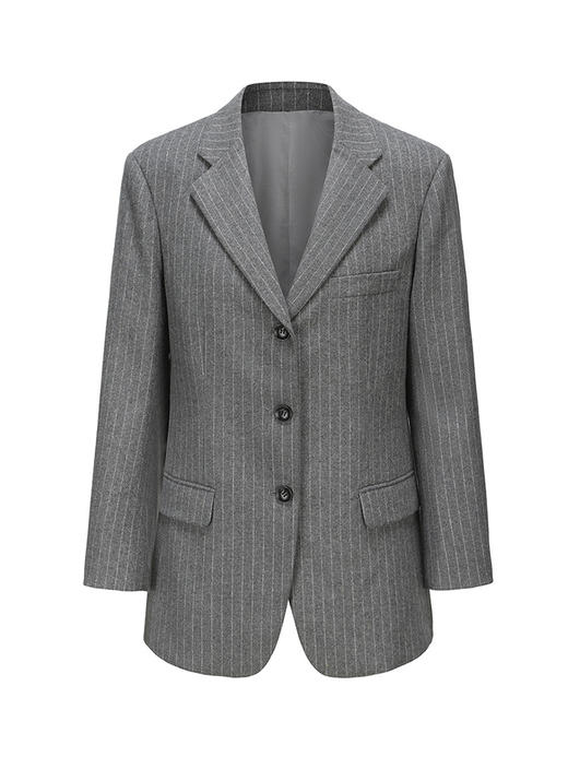 【烟熏】绵羊毛宽肩廓形条纹西装外套230052B 商品图4