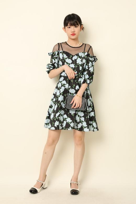 ZVY 黑色印花连衣裙 3613 商品图0