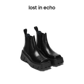 lost in echo款设计师品牌百搭舒适铆钉方头厚底增高切尔西短靴女