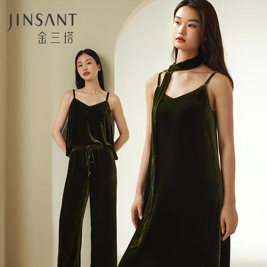 金三塔 女真丝丝绒吊带小衫YSFDD501 商品图0