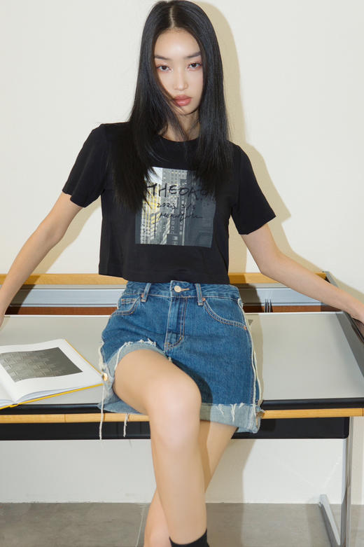 卷边牛仔短裤 商品图0